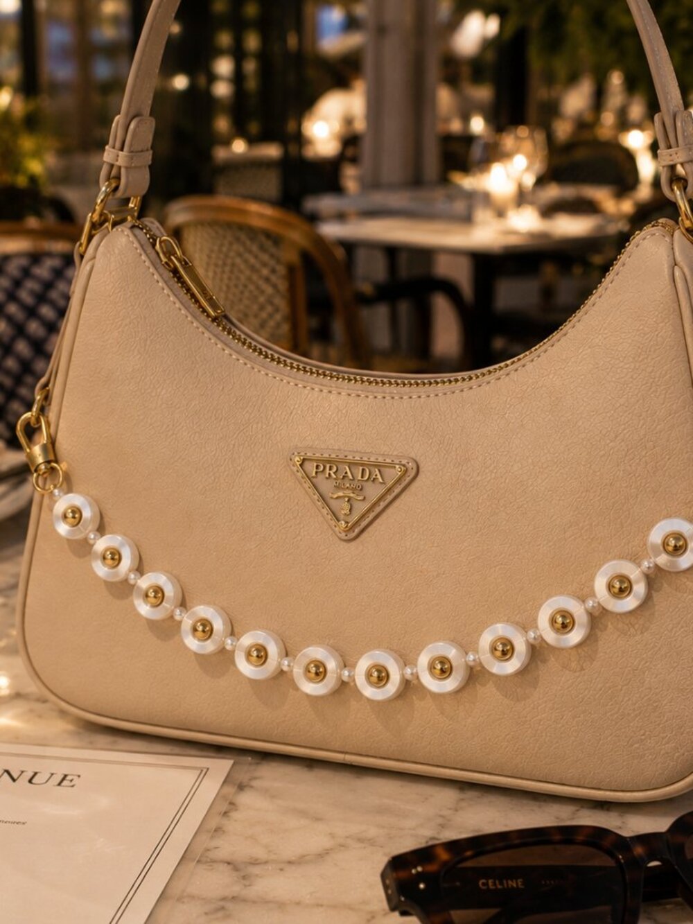 Pearl Gold Bag Charm
